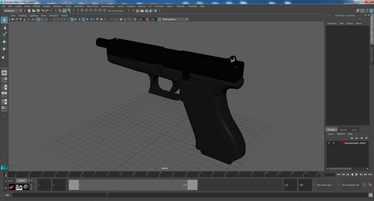 3D model Semiautomatic Pistol