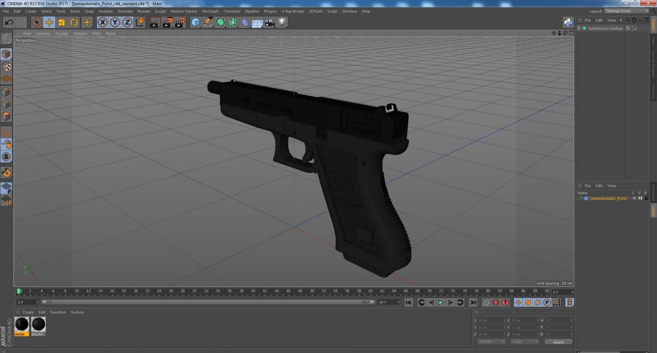 3D model Semiautomatic Pistol