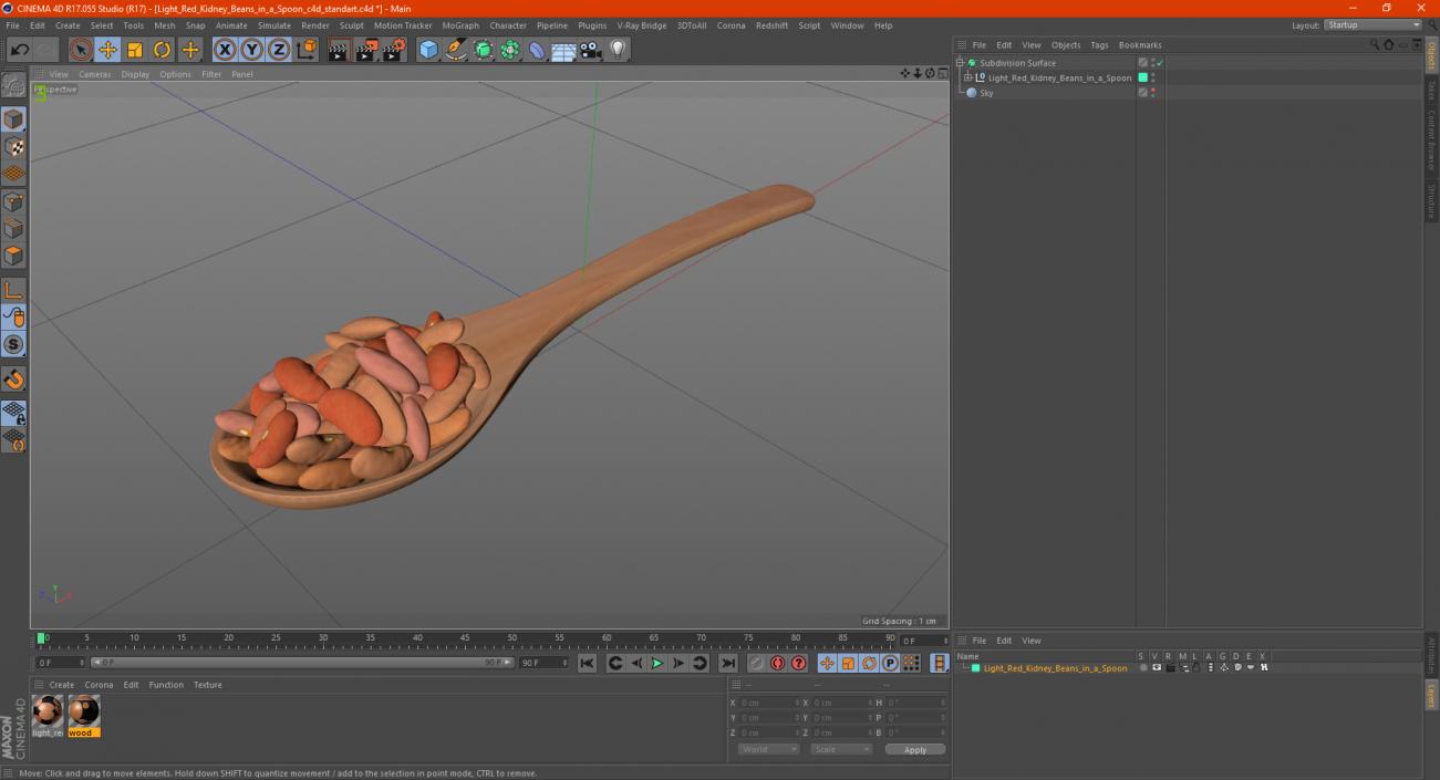 3D Light Red Kidney Beans in a Spoon model