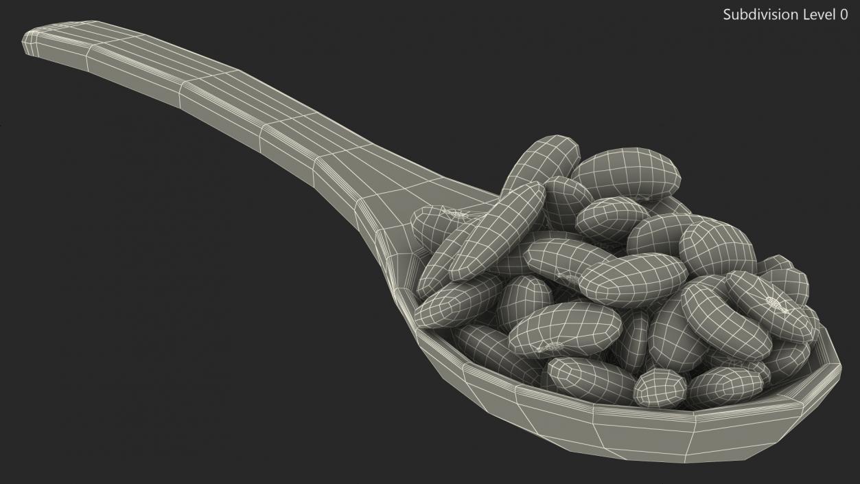 3D Light Red Kidney Beans in a Spoon model