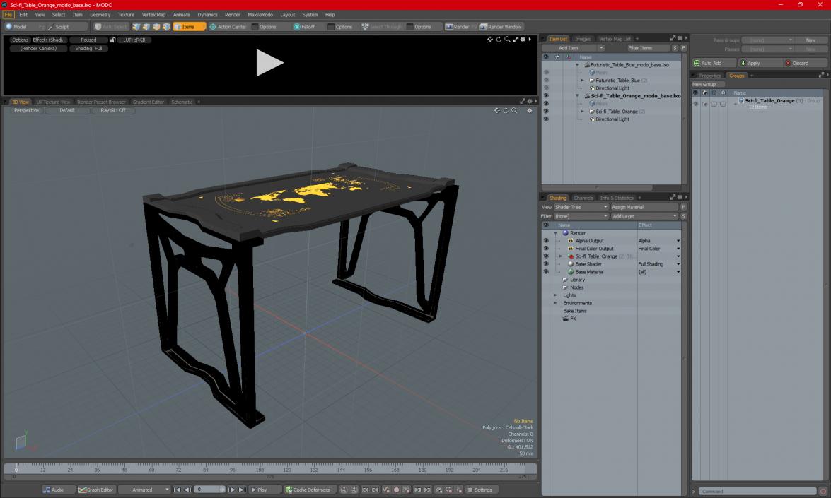 Sci-fi Table Orange 3D model