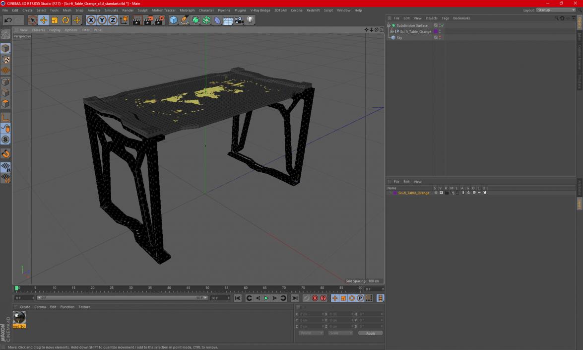 Sci-fi Table Orange 3D model