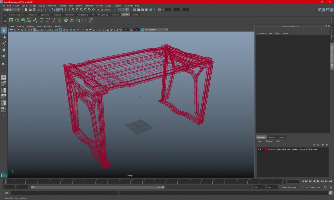 Sci-fi Table Orange 3D model