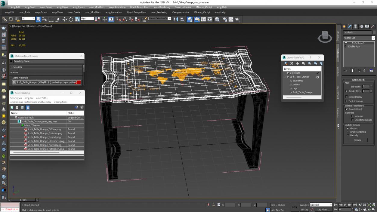 Sci-fi Table Orange 3D model