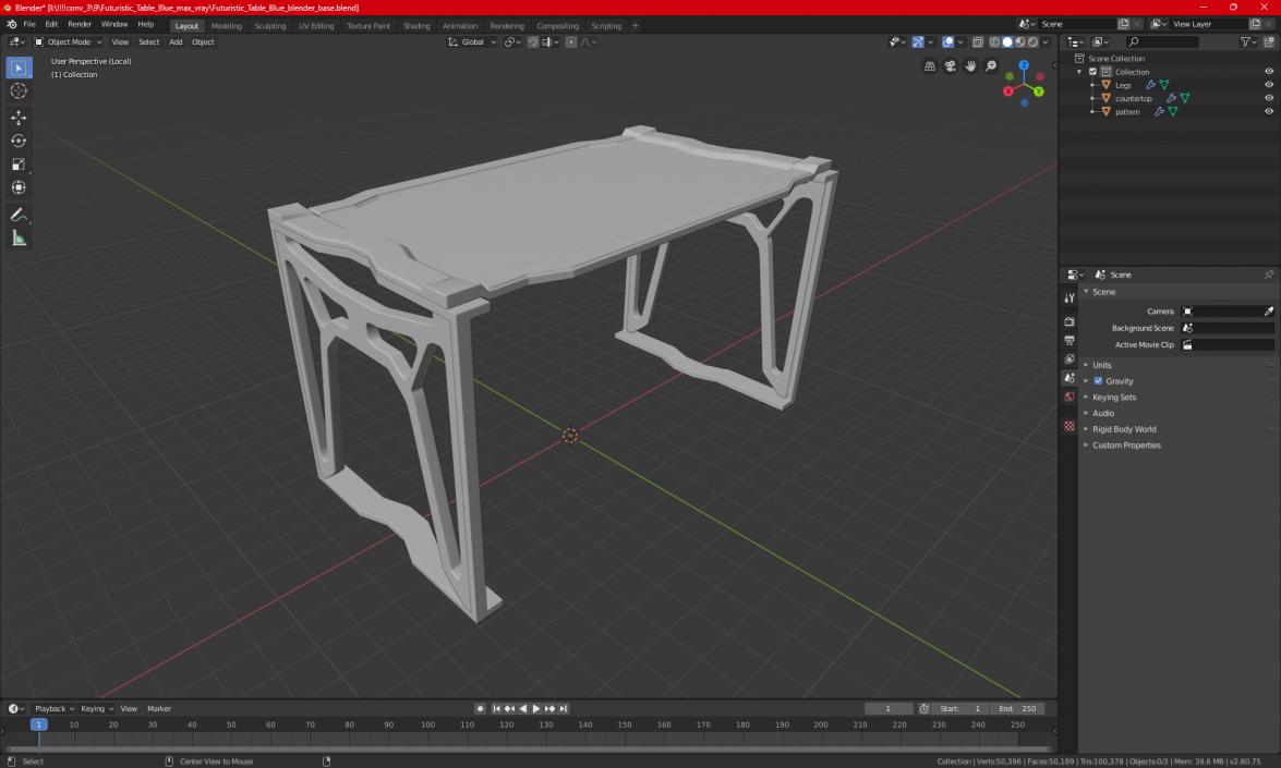 Sci-fi Table Orange 3D model