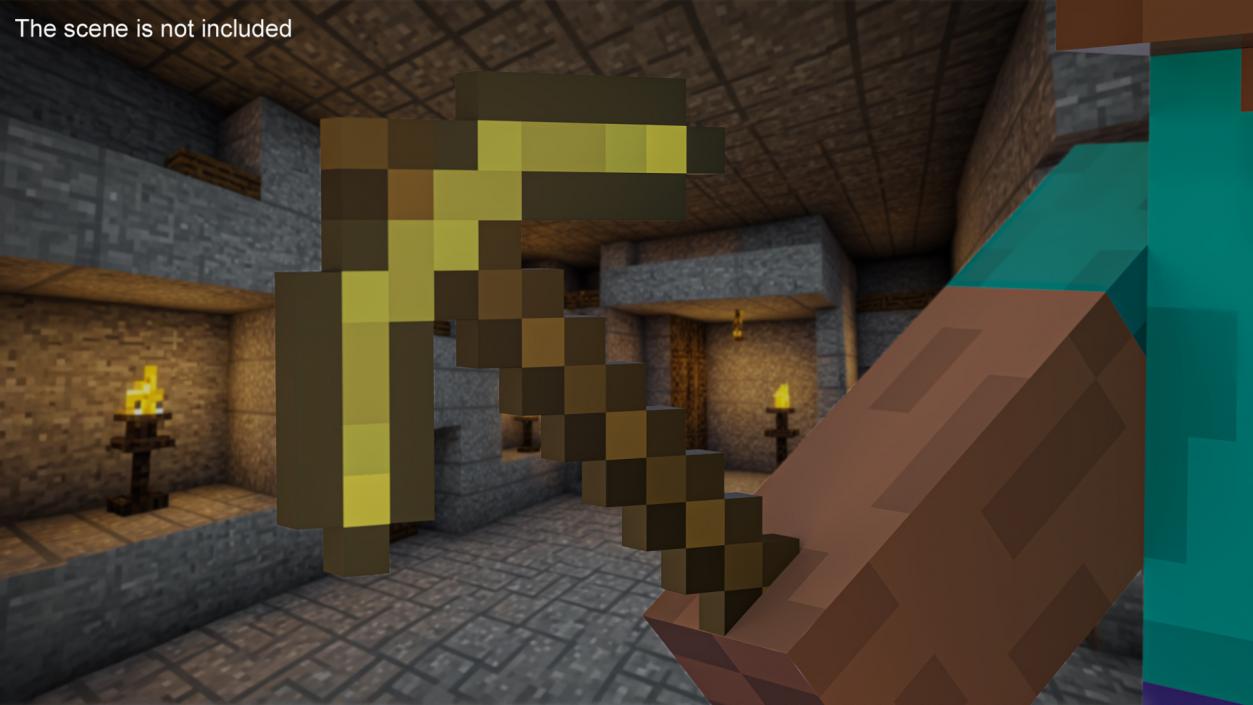 Minecraft Golden Pickaxe 3D model