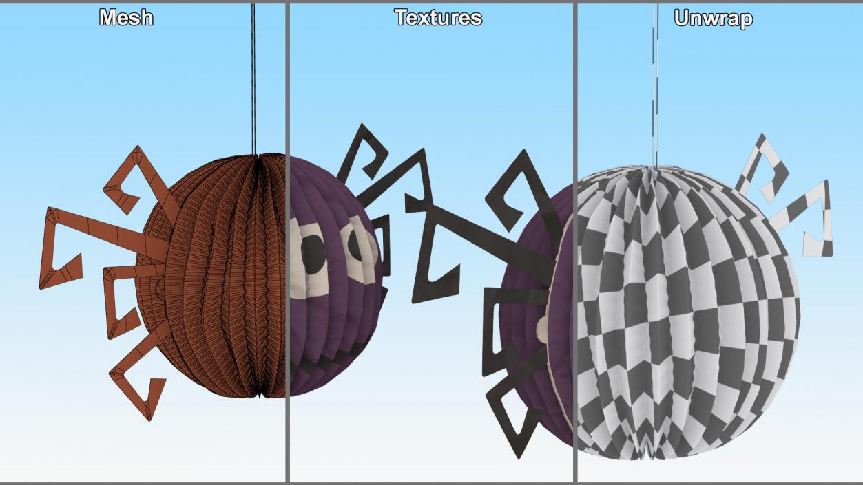 Halloween Spider Paper Decorations 3D model