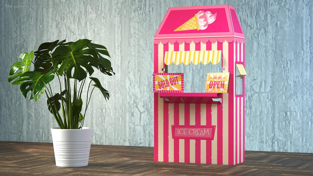 3D Ice Cream Booth Cardboard Stand