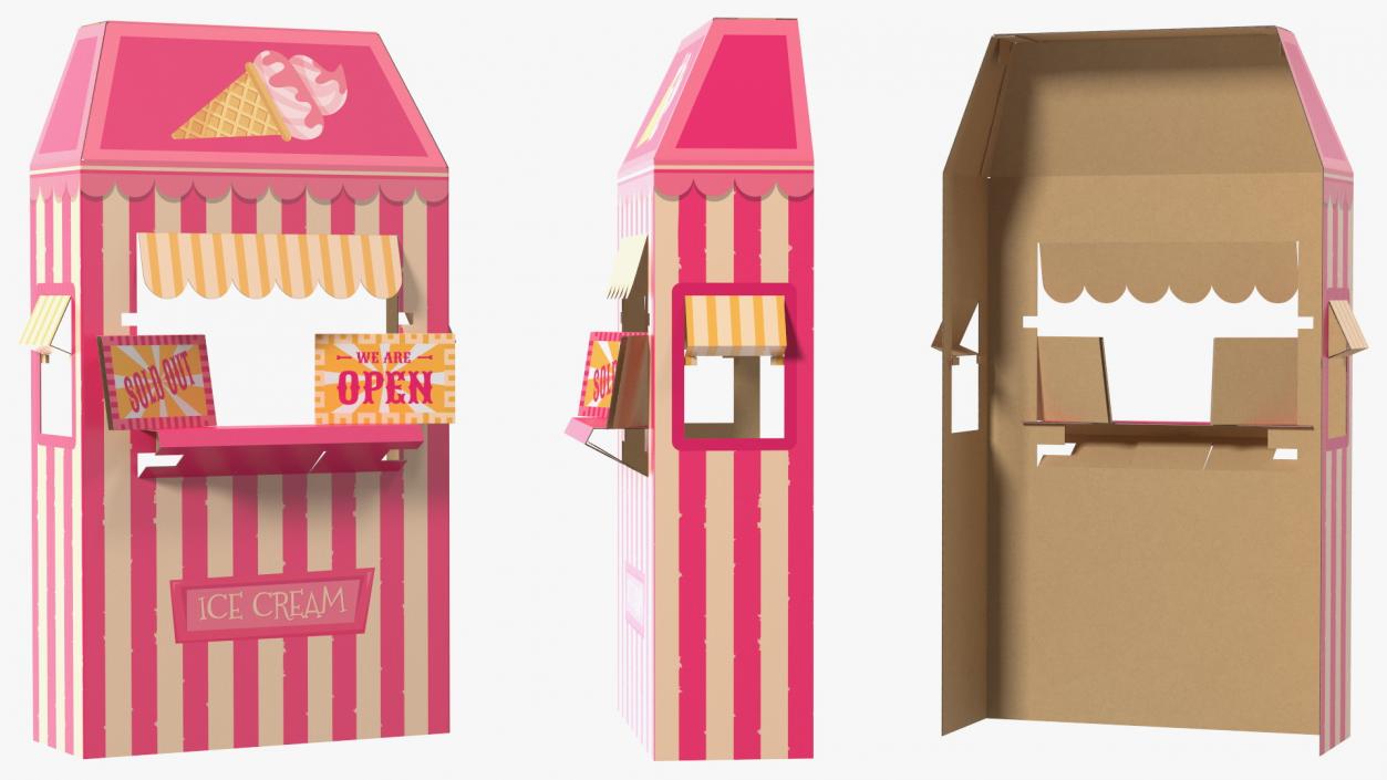 3D Ice Cream Booth Cardboard Stand