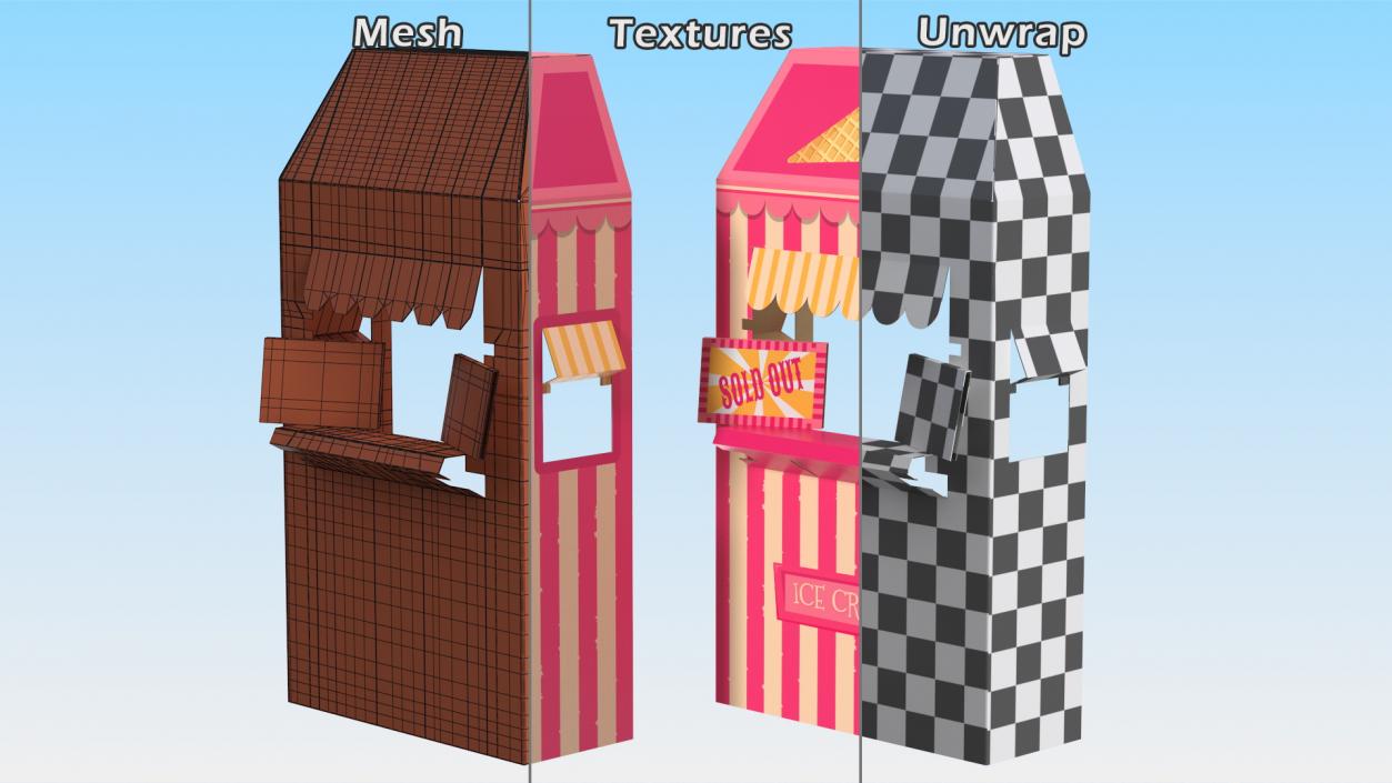 3D Ice Cream Booth Cardboard Stand