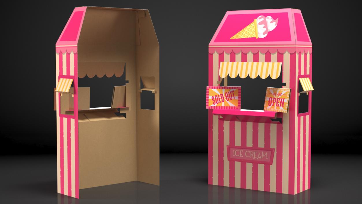 3D Ice Cream Booth Cardboard Stand