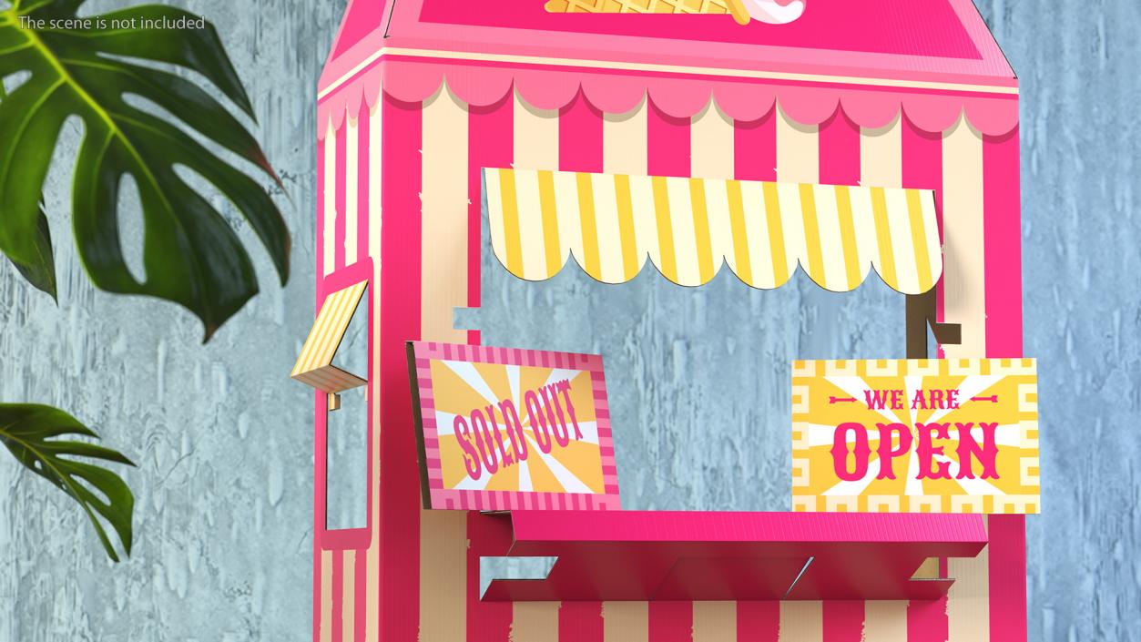 3D Ice Cream Booth Cardboard Stand