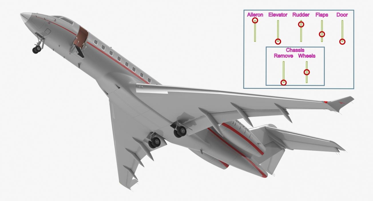 3D Business Jet Global 6000 Rigged