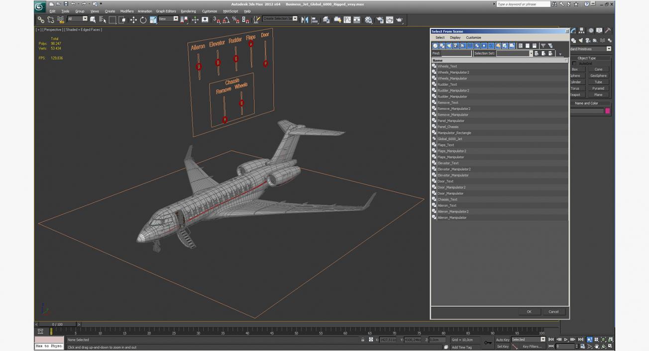 3D Business Jet Global 6000 Rigged