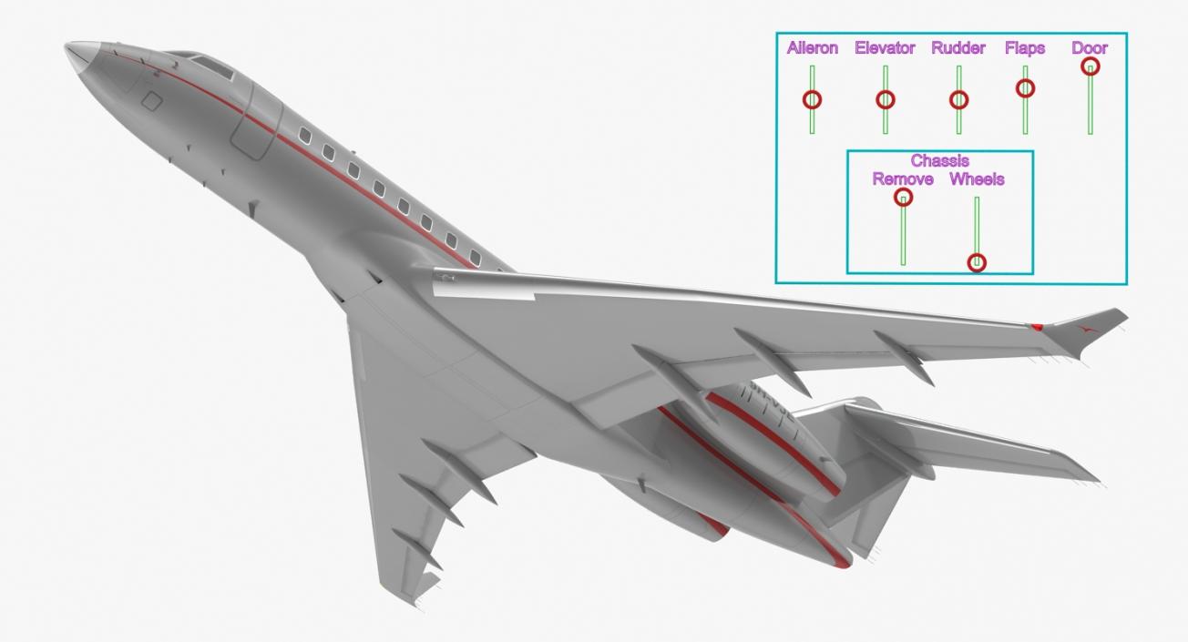 3D Business Jet Global 6000 Rigged