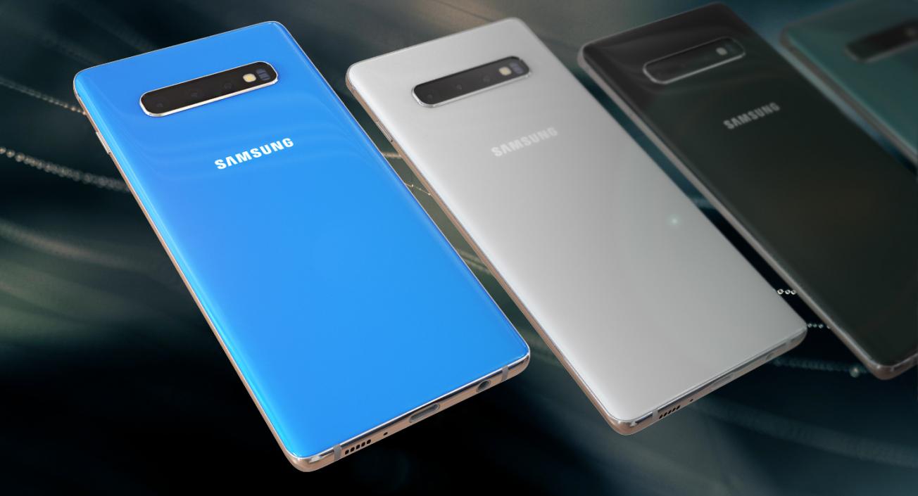 3D Blue Samsung Galaxy S10 Plus model