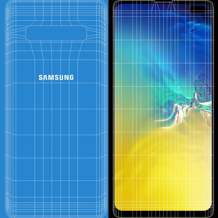 3D Blue Samsung Galaxy S10 Plus model