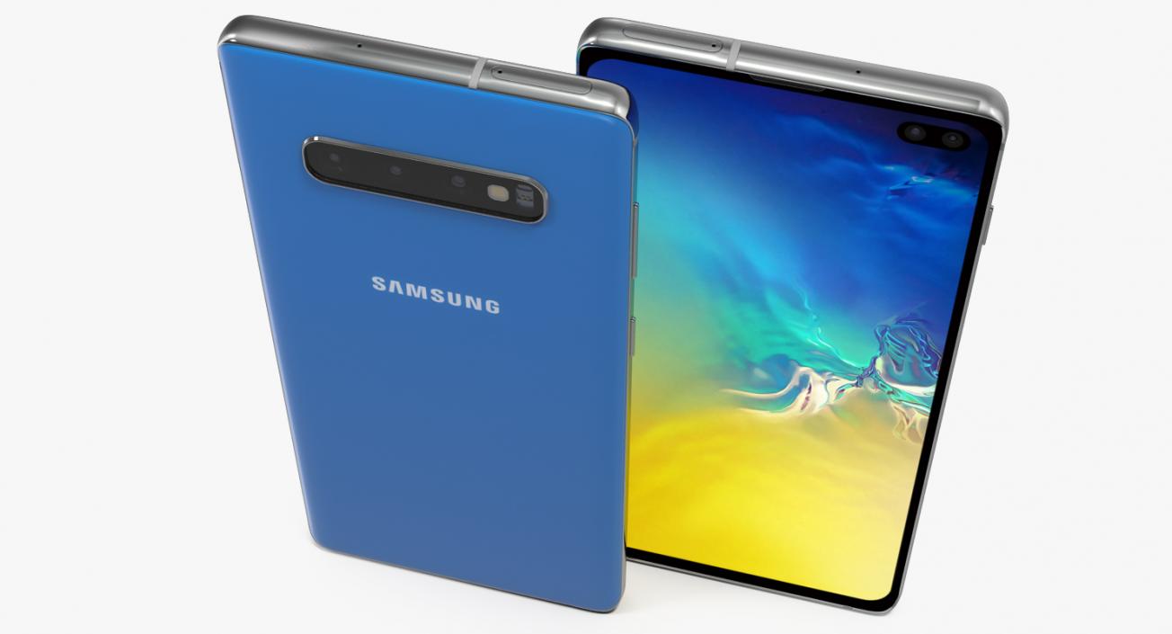 3D Blue Samsung Galaxy S10 Plus model