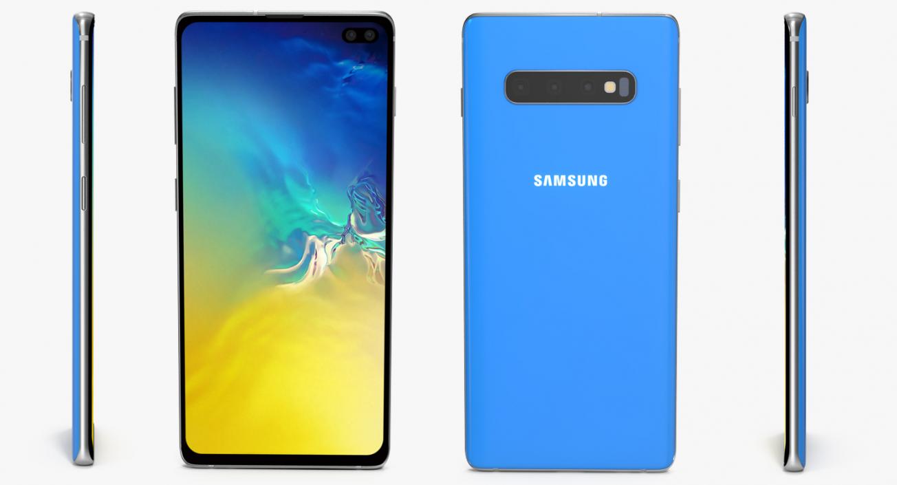 3D Blue Samsung Galaxy S10 Plus model