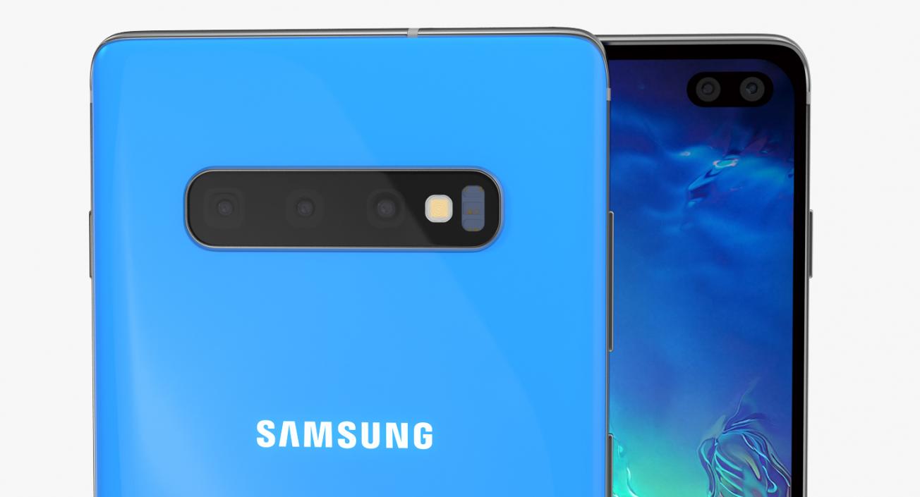 3D Blue Samsung Galaxy S10 Plus model