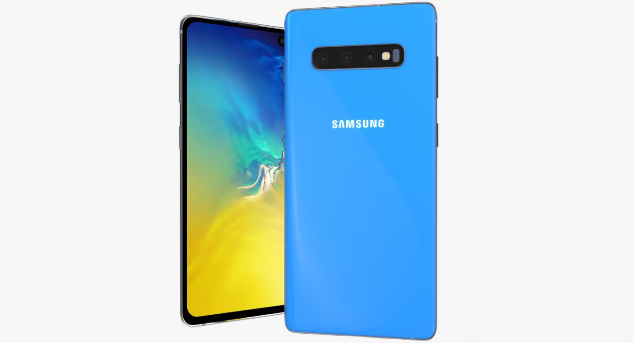 3D Blue Samsung Galaxy S10 Plus model