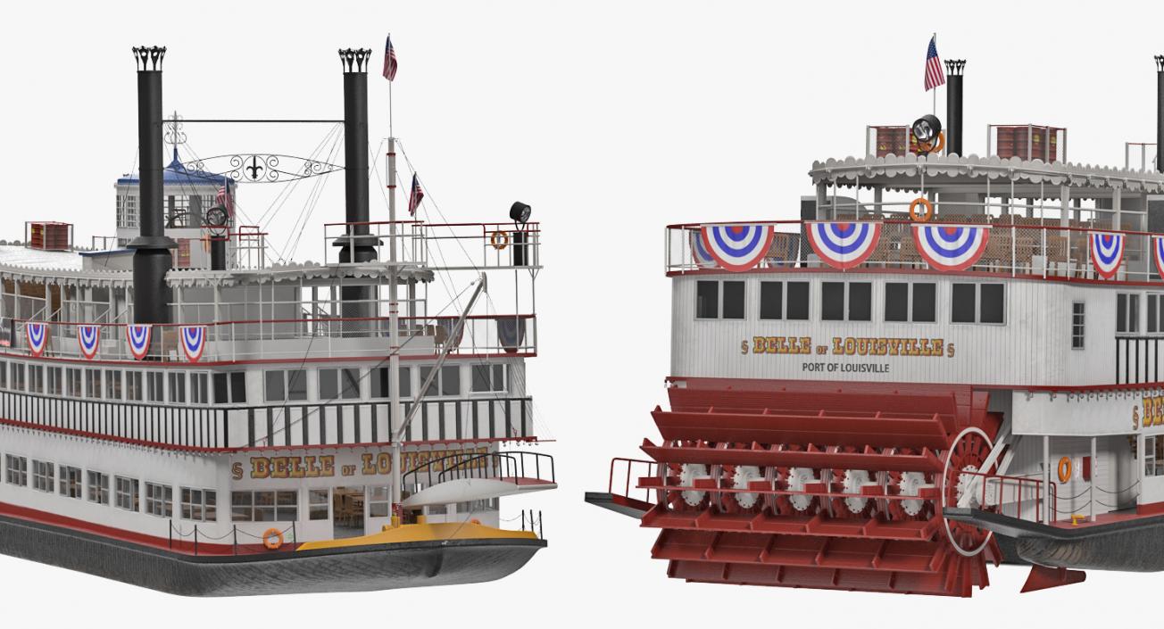 Wheeled Steamboat Belle of Louisville Rigged 3D model