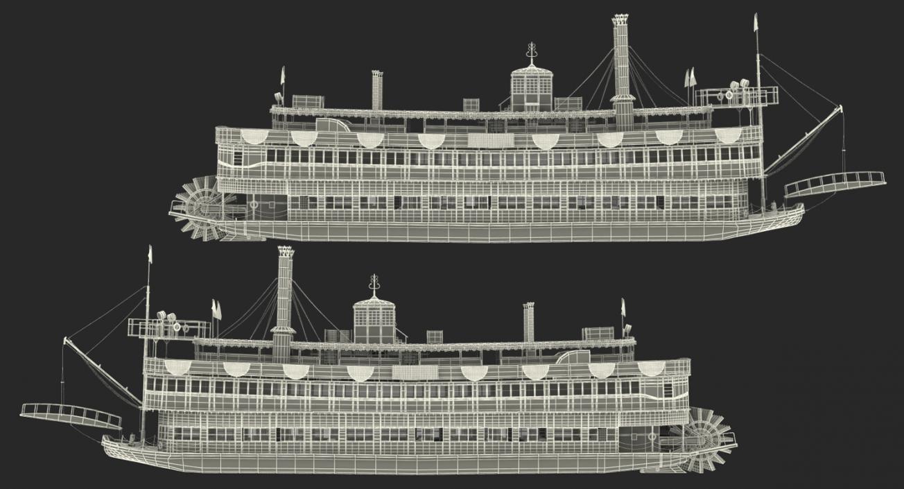 Wheeled Steamboat Belle of Louisville Rigged 3D model