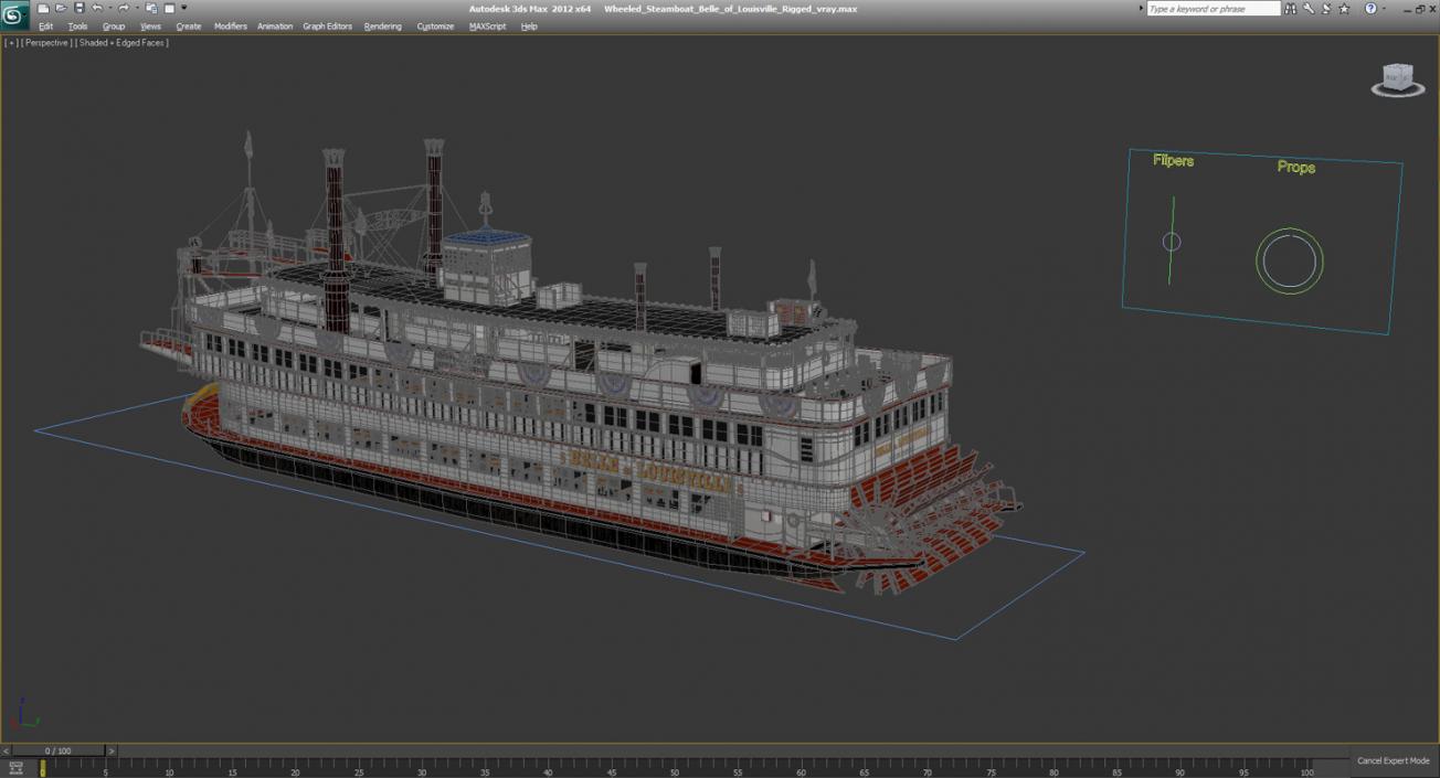 Wheeled Steamboat Belle of Louisville Rigged 3D model