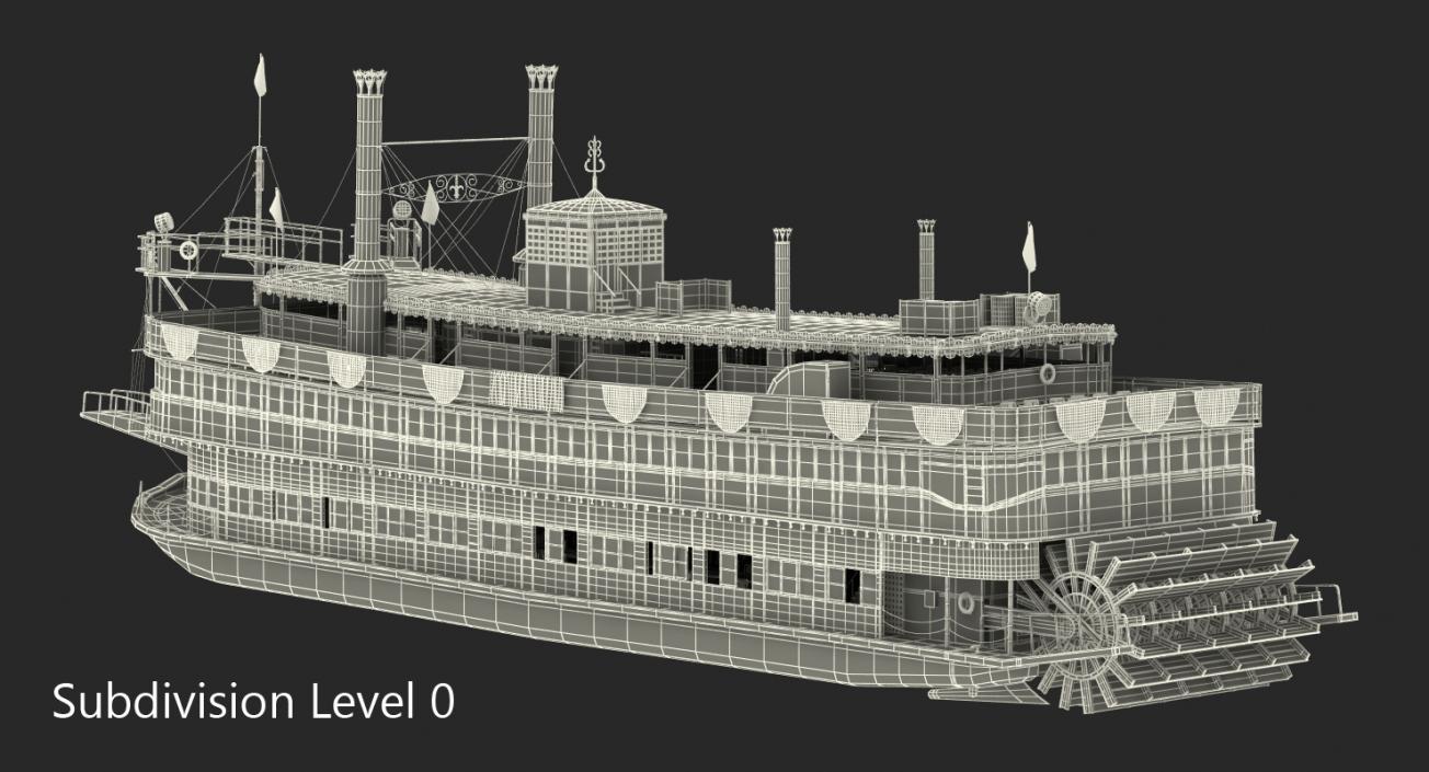 Wheeled Steamboat Belle of Louisville Rigged 3D model