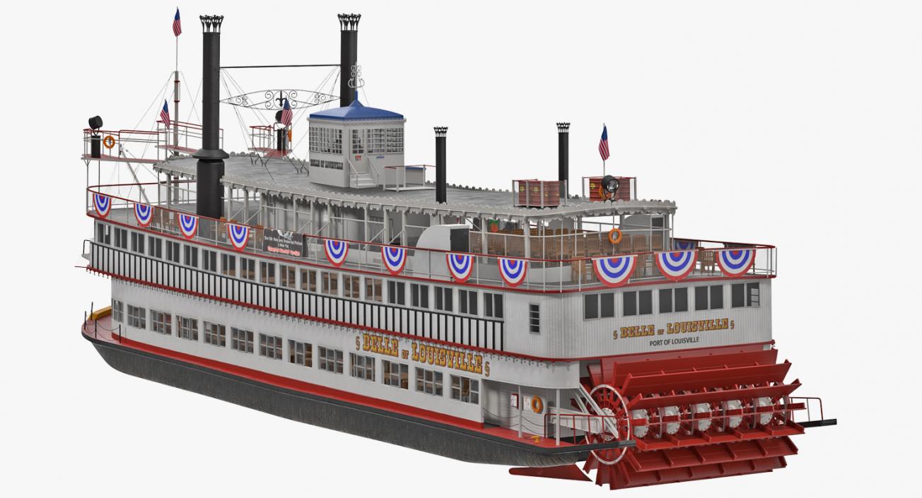 Wheeled Steamboat Belle of Louisville Rigged 3D model