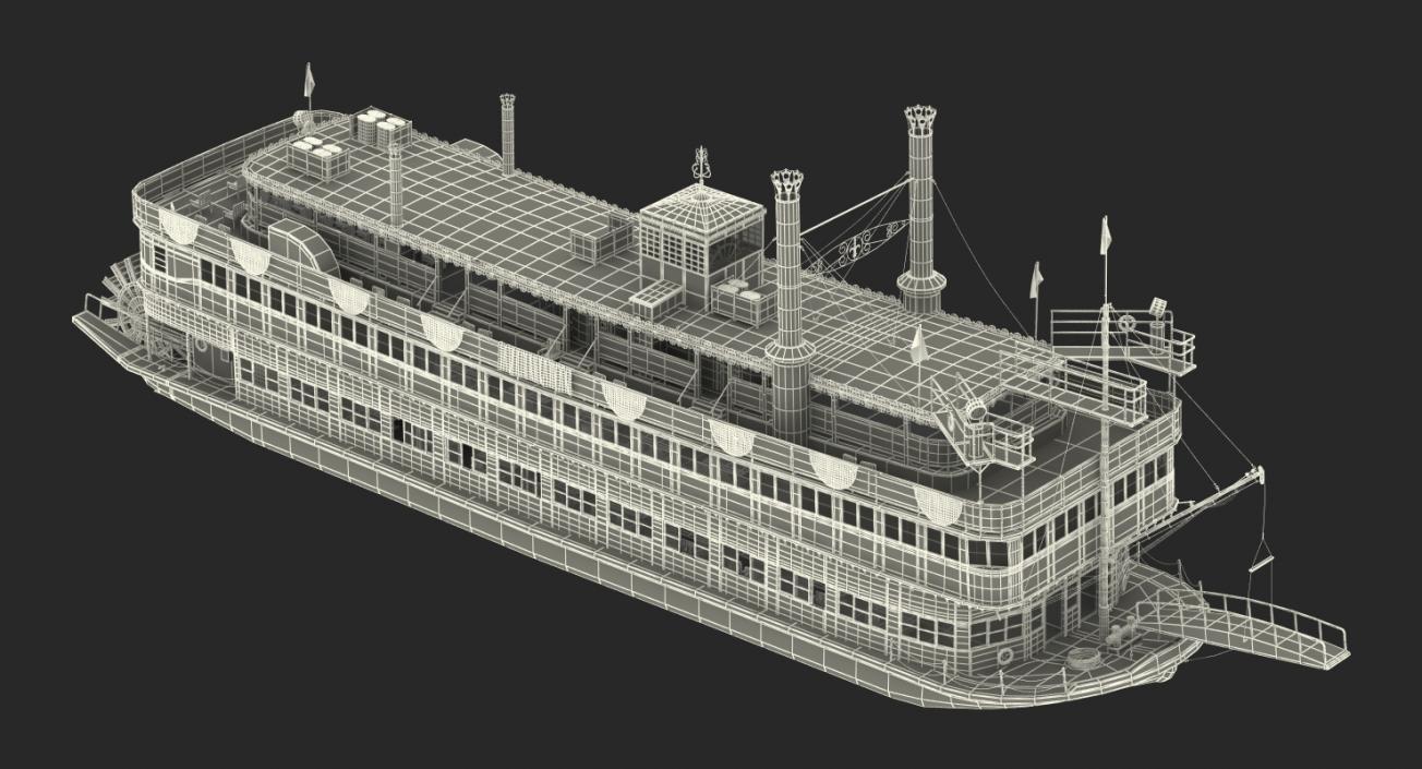 Wheeled Steamboat Belle of Louisville Rigged 3D model