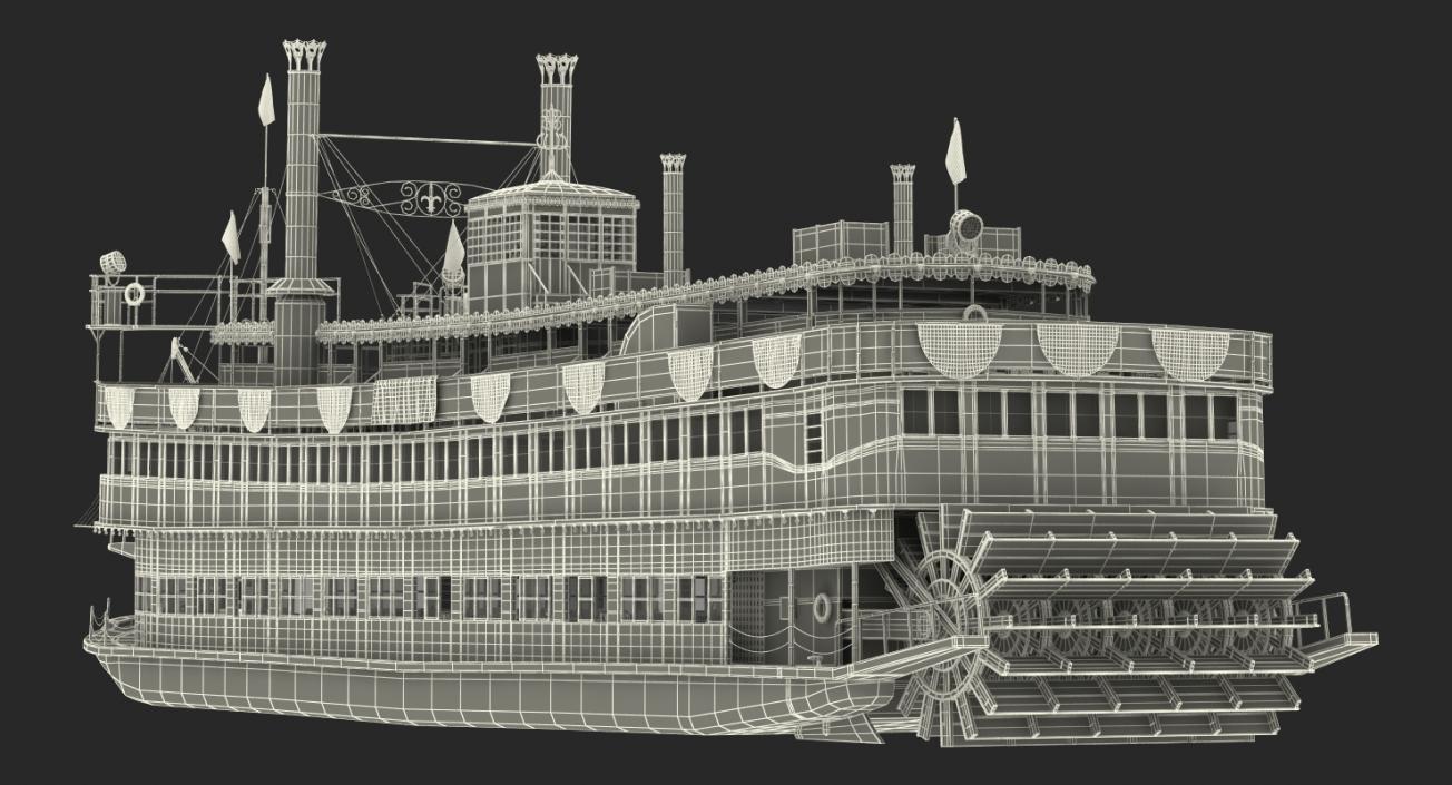 Wheeled Steamboat Belle of Louisville Rigged 3D model