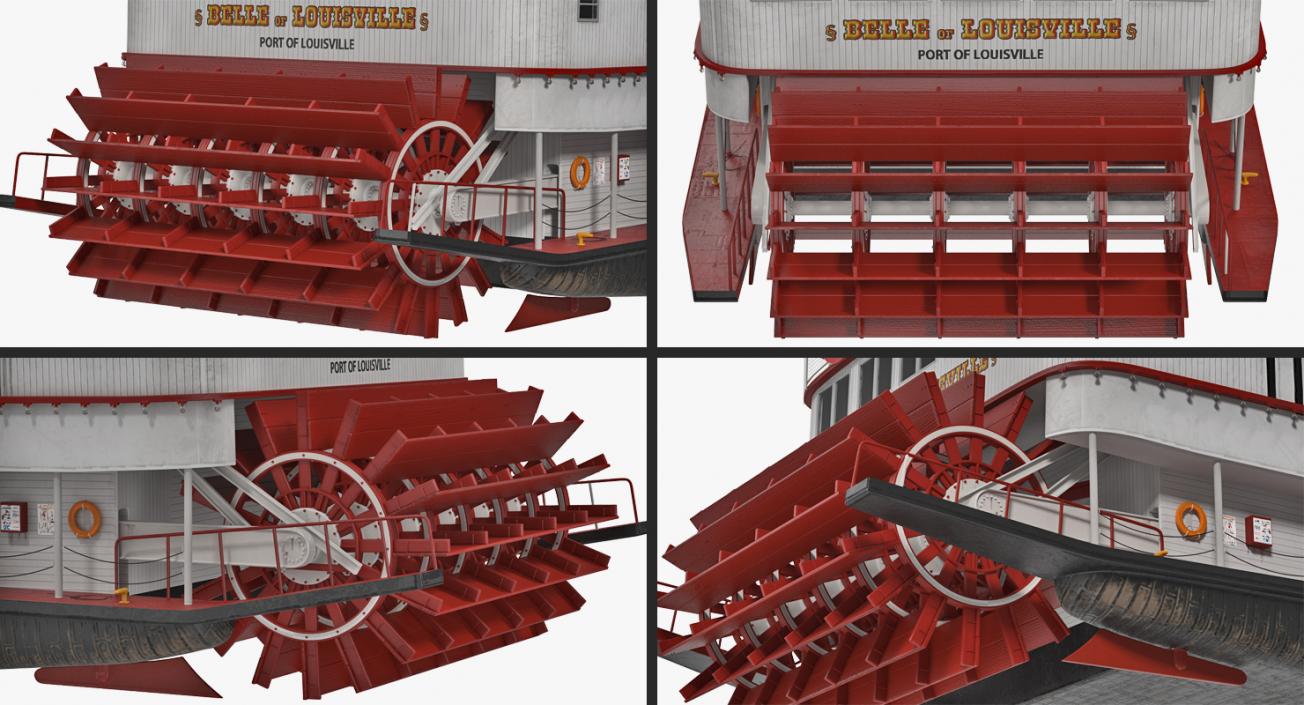 Wheeled Steamboat Belle of Louisville Rigged 3D model