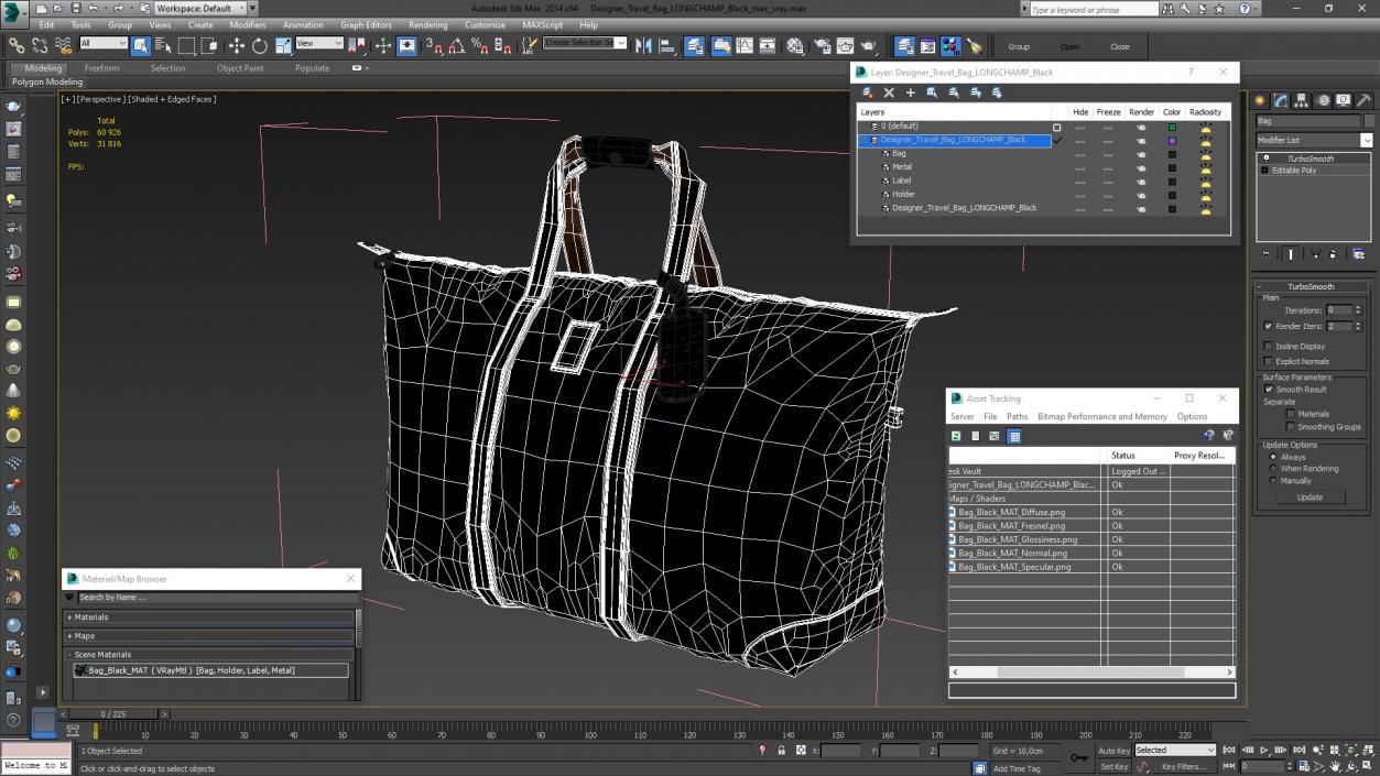 3D model Designer Travel Bag LONGCHAMP Black