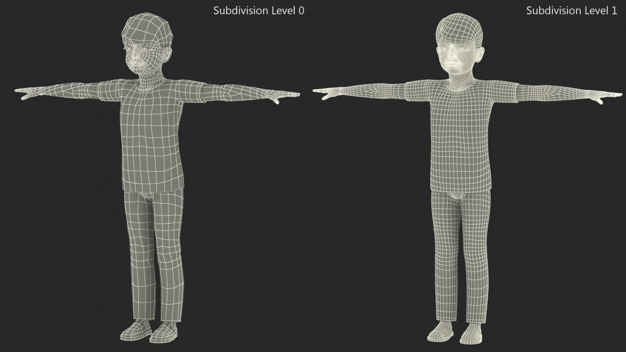 3D Asian Child Boy Home Style Rigged model