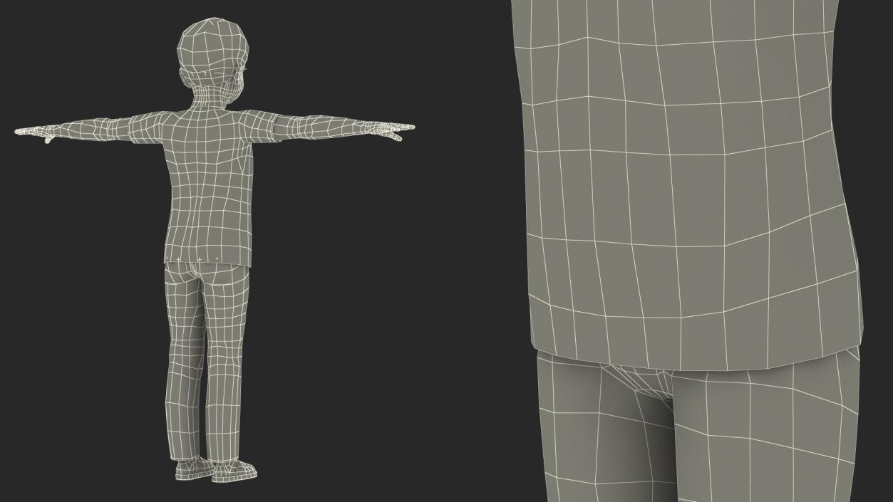 3D Asian Child Boy Home Style Rigged model