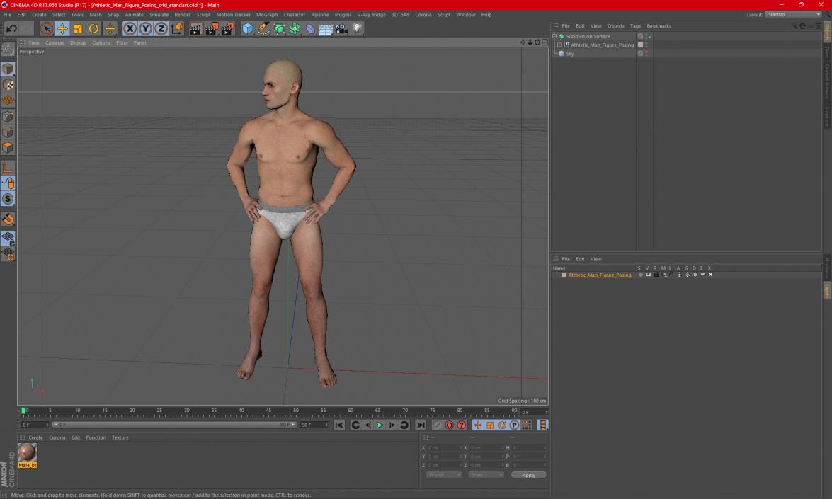 3D Athletic Man Figure Posing