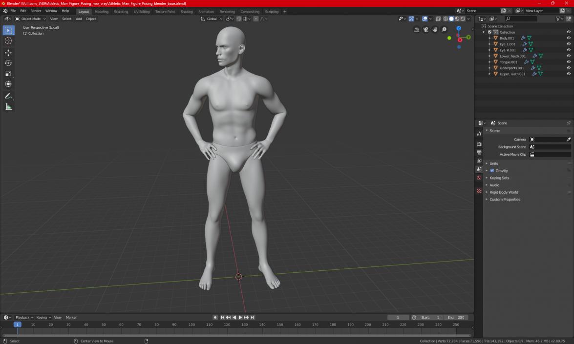 3D Athletic Man Figure Posing