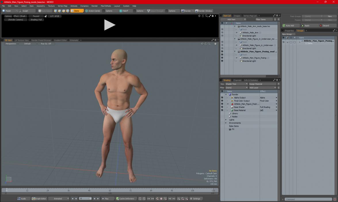 3D Athletic Man Figure Posing