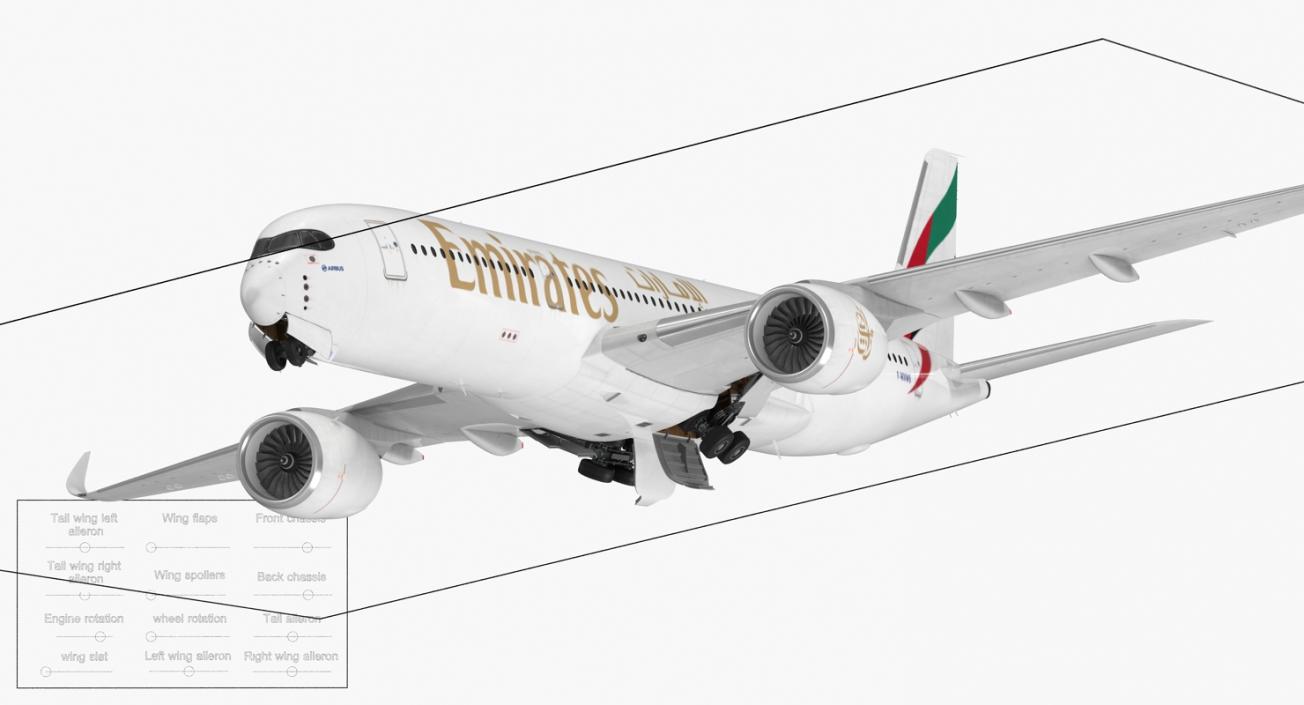 Airbus A350-900 Emirates Air Line Rigged 3D Model 3D model