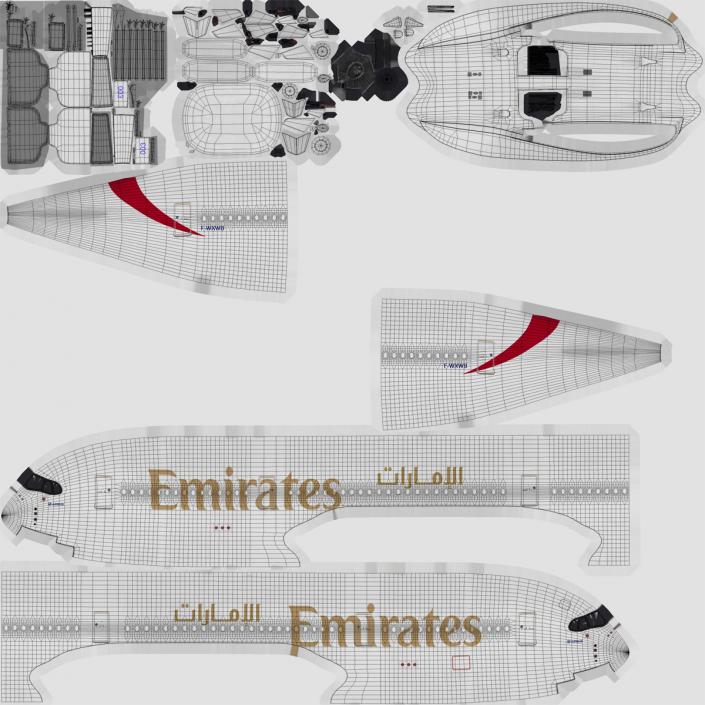 Airbus A350-900 Emirates Air Line Rigged 3D Model 3D model