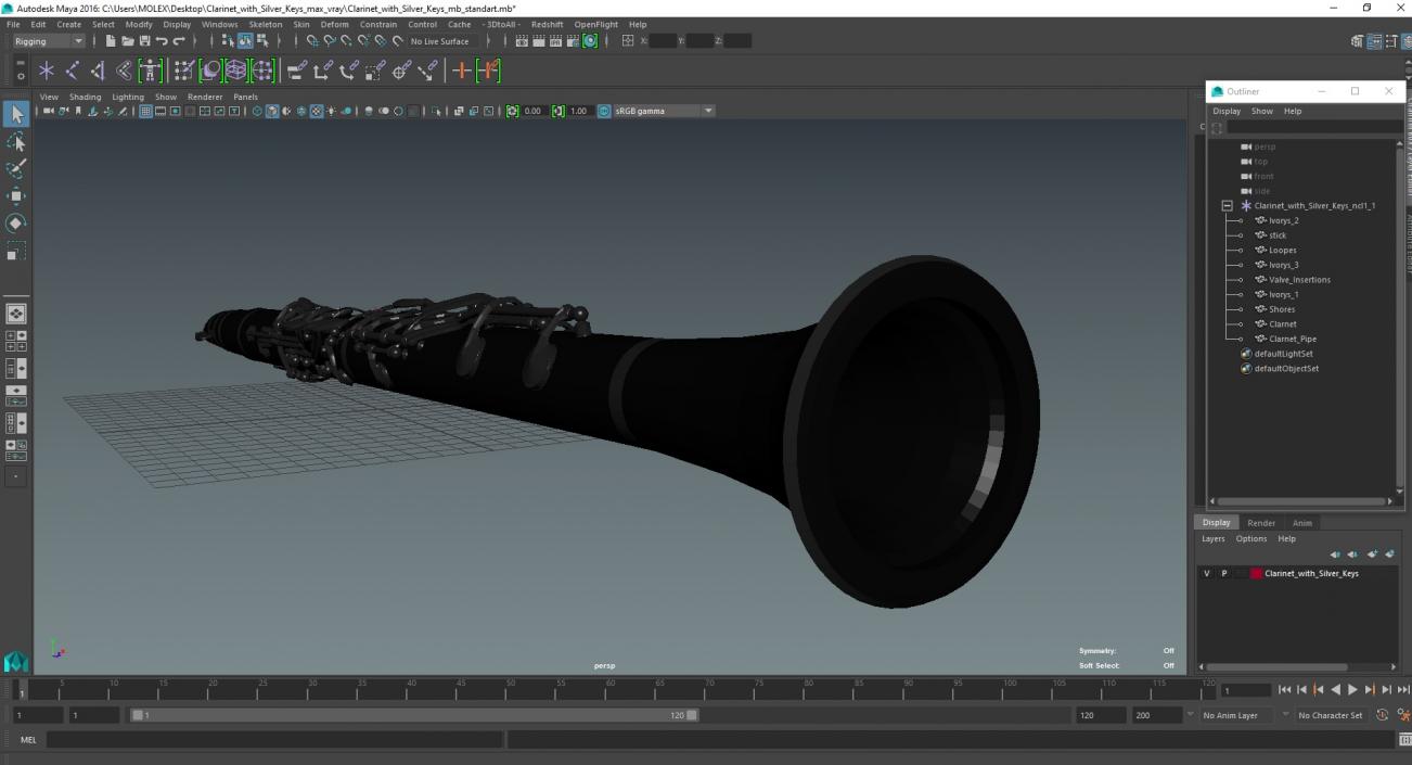 3D model Clarinet With Silver Keys