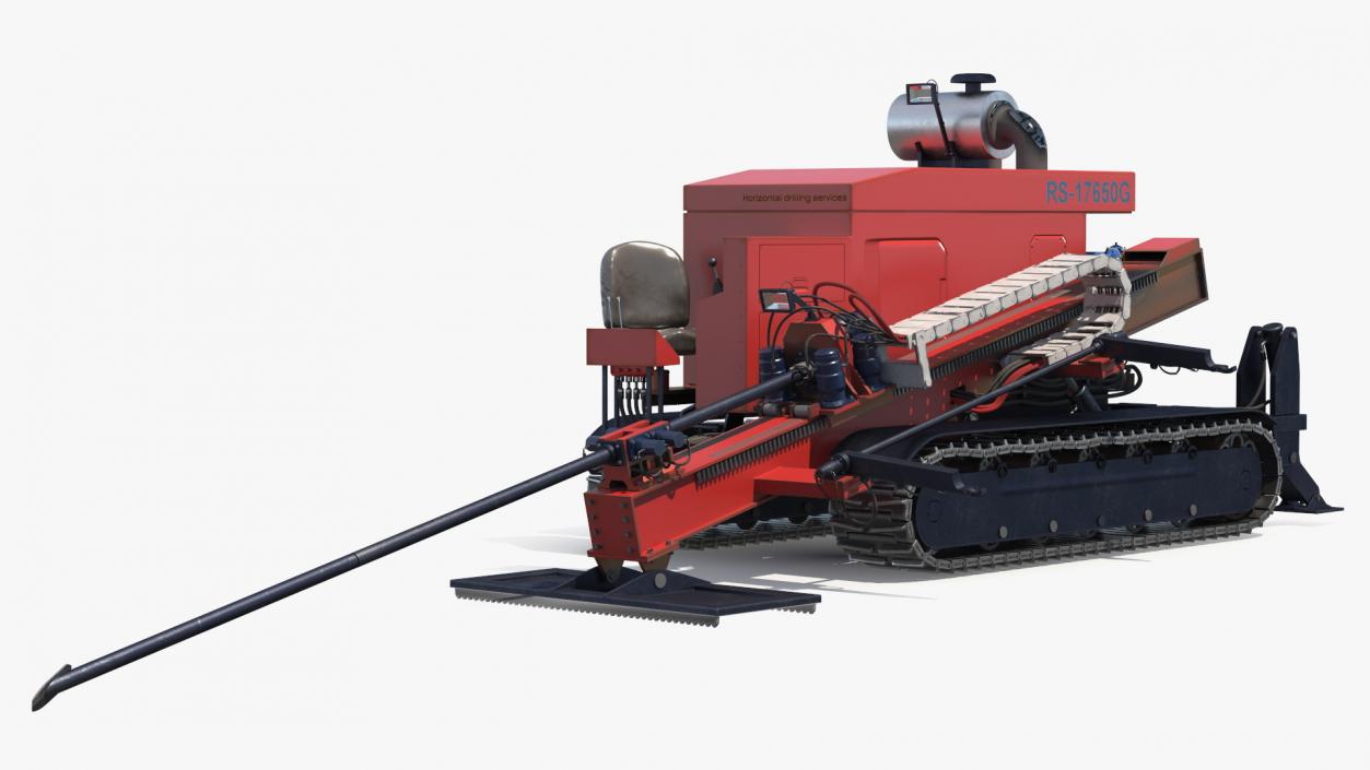 Horizontal Drilling Rig Red Rigged 3D model