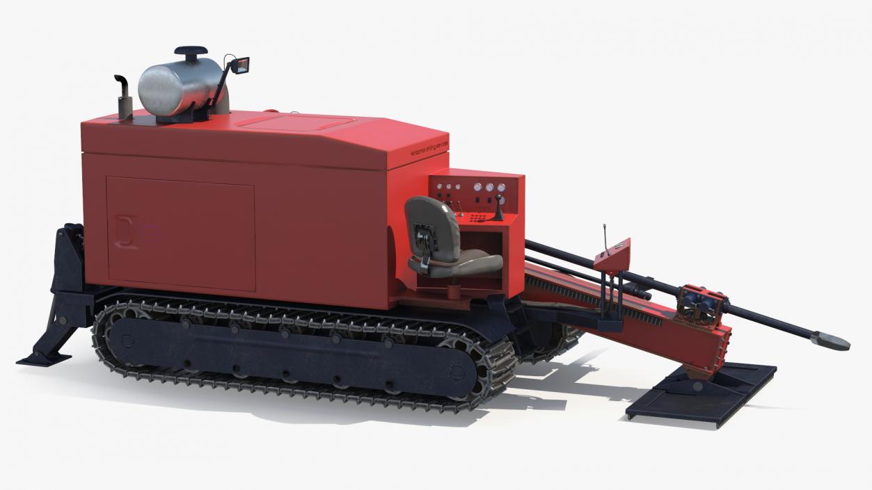 Horizontal Drilling Rig Red Rigged 3D model