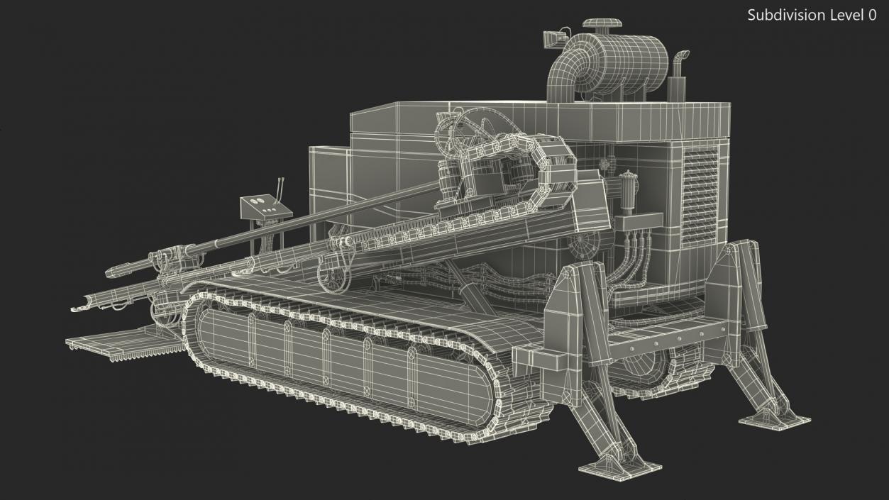 Horizontal Drilling Rig Red Rigged 3D model