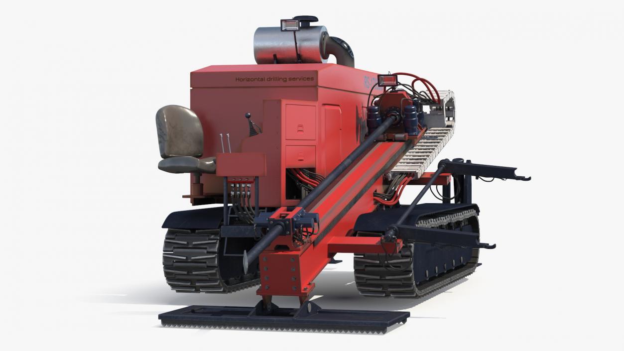 Horizontal Drilling Rig Red Rigged 3D model