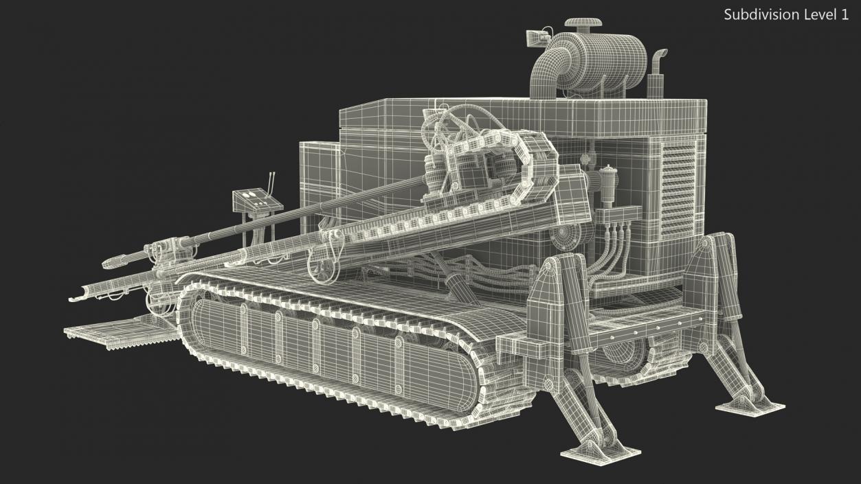 Horizontal Drilling Rig Red Rigged 3D model