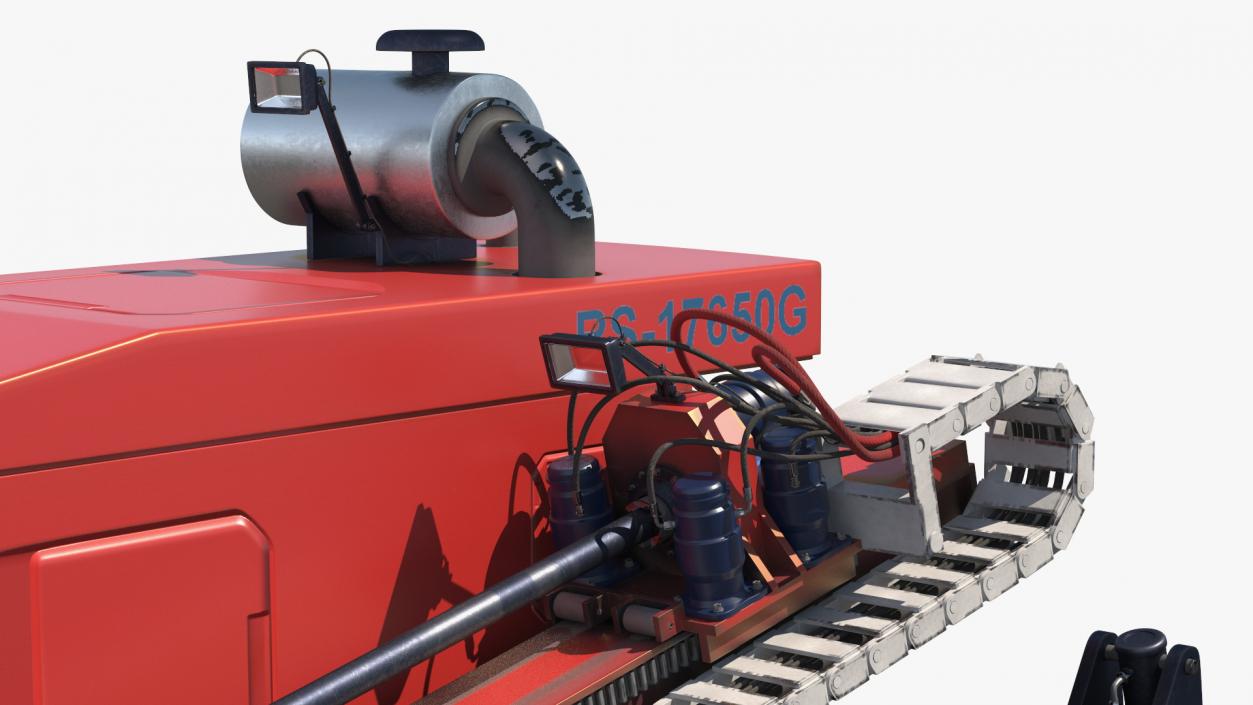 Horizontal Drilling Rig Red Rigged 3D model