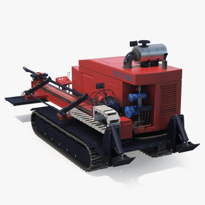 Horizontal Drilling Rig Red Rigged 3D model