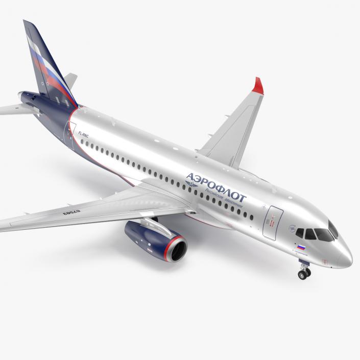 3D model Sukhoi Superjet 100 with Saberlets Aeroflot Rigged